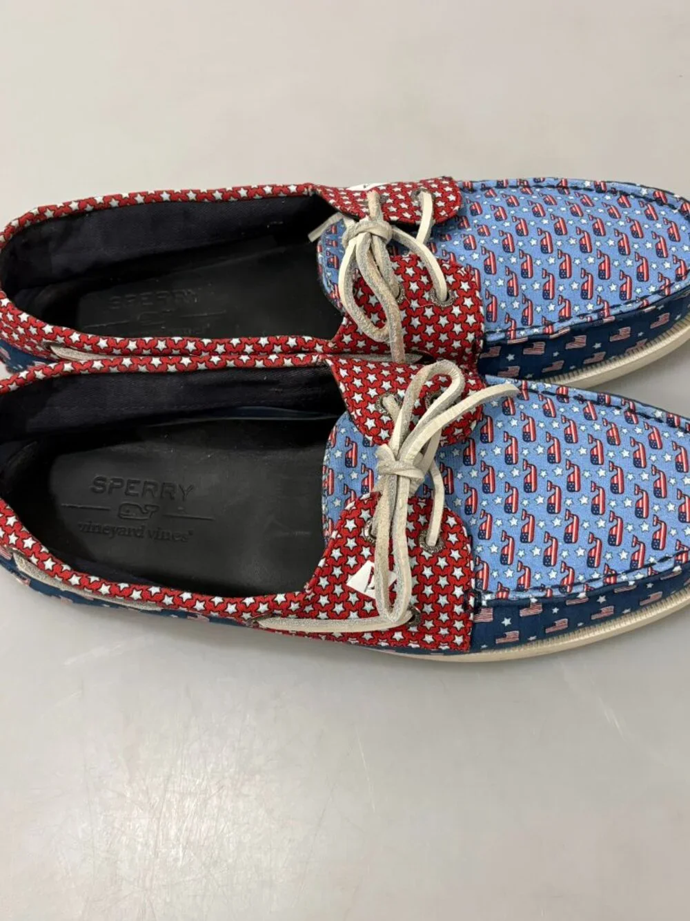 Sperry Vineyard Vines 11 Americana Authentic Flag Whale Original 2Eye Boat Shoes